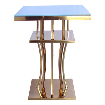 Muebles de acero inoxidables de la barra de oro del color de la tabla superior de cristal opcional de la barra
