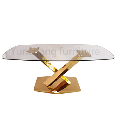Muebles caseros moderados claros de la base SS201 de la mesa de comedor superior de cristal rectangular del diseño