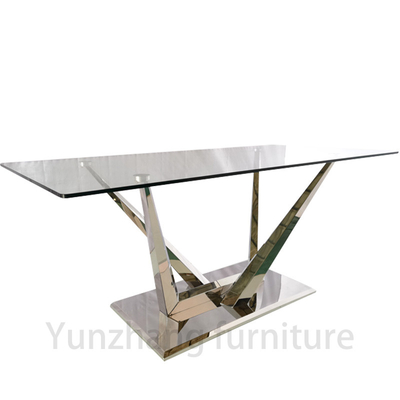 Mesa de comedor de lujo con base de plata