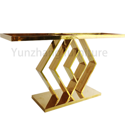 Muebles tableros de la sala de estar de las mesas de comedor del mármol de oro de la base del Rhombus