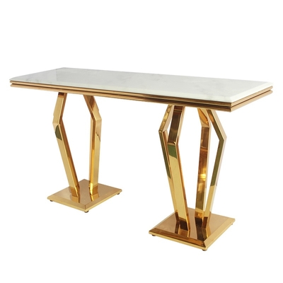 Forma rectangular de las mesas de comedor modernas de lujo brillantes de plata del oro