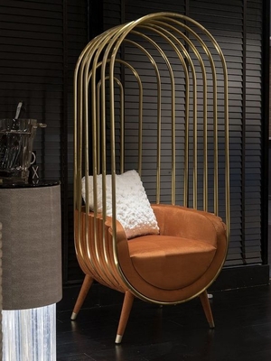 Trono de oro de acero inoxidable Rey de la boda silla de pareja forma de jaula