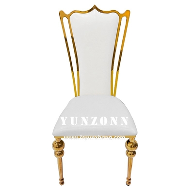 Hotel Restaurante Oro Trono de lujo Silla de recepción de bodas silla de banquete de acero inoxidable dorado