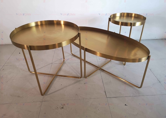 Acero inoxidable de la mesa de centro D60xH50cm 201 laterales de oro de la tabla de té del metal