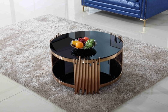 La mesa de centro elegante de lujo moderna de la ronda del oro de la tabla de té fijó los muebles de la sala de estar