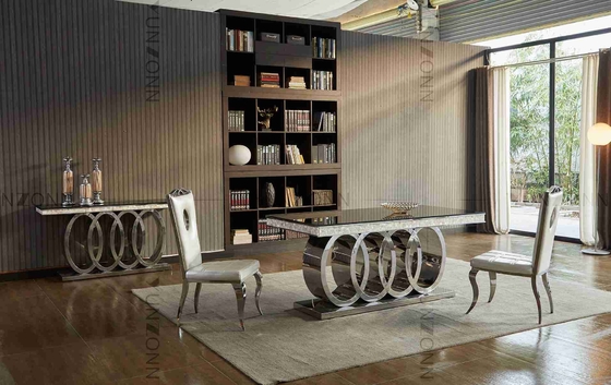 Mesa de comedor superior de cristal negra L200xW100xH75cm de las mesas de comedor modernas de lujo pesadas de la base