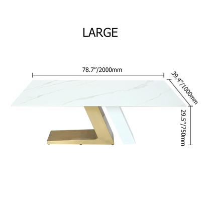 Familia rectangular simple multifuncional sinterizada de lujo ligera moderna de la silla de mesa de comedor de la piedra pequeña