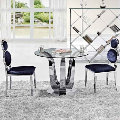 Mesa de comedor superior de cristal moderna de lujo de plata atractiva antigua de las mesas de comedor D150XH75
