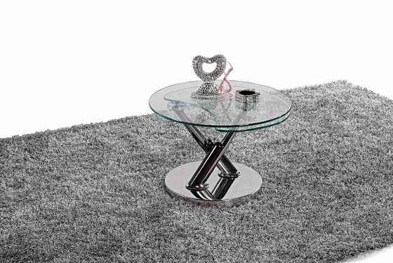 Tabla lateral con base metálica del cuadro de té de la sobremesa X elegante de cristal redondo pequeña