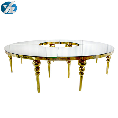 SS alrededor de las tablas grandes curvadas D340XH75 del acontecimiento del hotel de la mesa de comedor de la boda del alquiler del oro