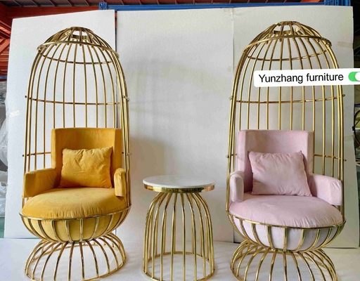 Acero inoxidable del metal del oro de la silla cómoda del Birdcage para el banquete del hotel