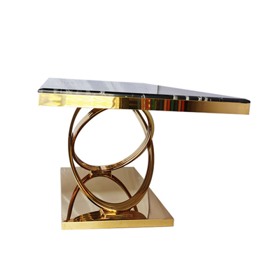 Mesa de comedor superior de mármol artificial de los asientos del chapado en oro 6 para el banquete