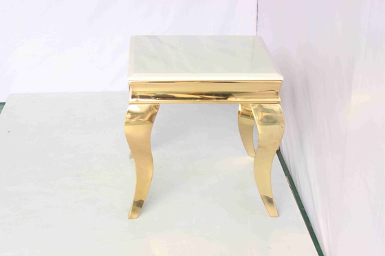 Marco de acero inoxidable del cuadro 201 superiores de mármol artificiales de la esquina de la mesa lateral del chapado en oro