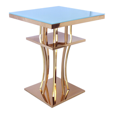 Muebles de acero inoxidables de la barra de oro del color de la tabla superior de cristal opcional de la barra