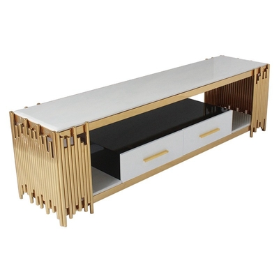 Muebles elegantes de acero inoxidables de la sala de estar de la tabla del centro de tabla de la TV con el cajón