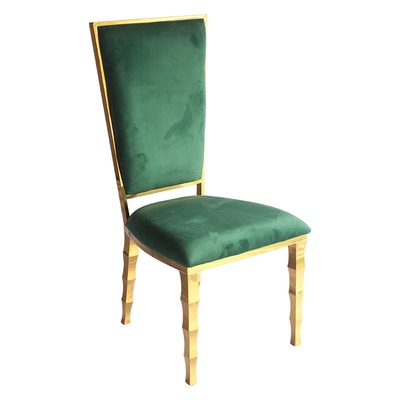 Silla de hotel de acero inoxidable de terciopelo verde oscuro