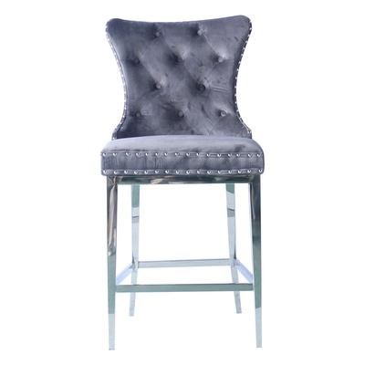 Silla de mesa de bar de acero inoxidable con asiento alto