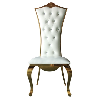 La silla nupcial blanca alta preciosa empenachó el botón detrás para la recepción nupcial