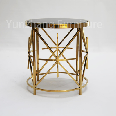 Mesa auxiliar redonda de lujo SS201 mesa de sofá de vidrio templado para sala de estar