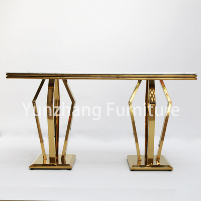 La tabla de consola del cuadrado de los muebles del hotel vetea color oro inoxidable superior del marco de acero