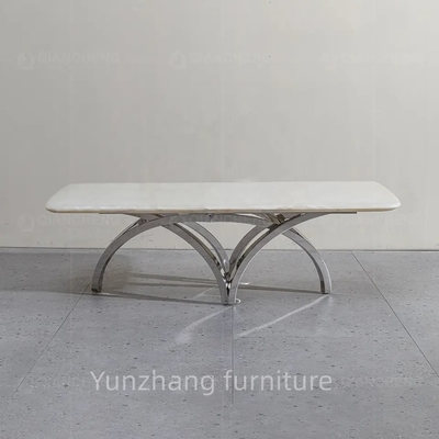 Tabla del comedor del mármol del metal con forma rectangular de la artesanía