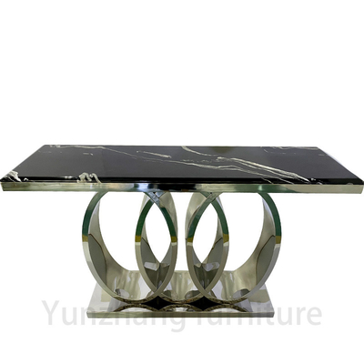 Base blanca del caballete de la tabla y del oro del estilo del rectángulo de la mesa de comedor moderna del mármol