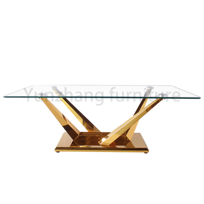 Top de cristal moderado con base metálica de la mesa de comedor cuadrada única para el comedor