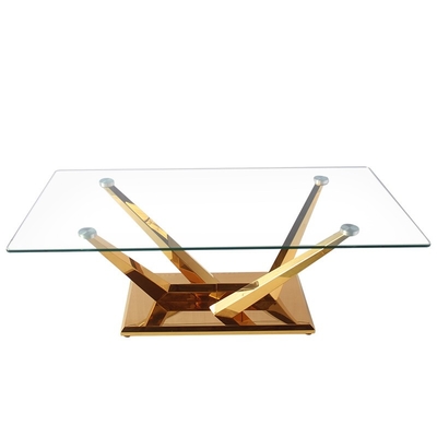 Top de cristal moderado con base metálica de la mesa de comedor cuadrada única para el comedor