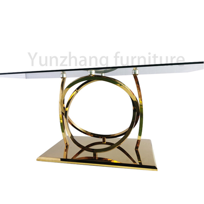 La mesa de comedor de cristal del claro de los muebles de Yunzoon duplicó la base de plata de los SS 201 del final