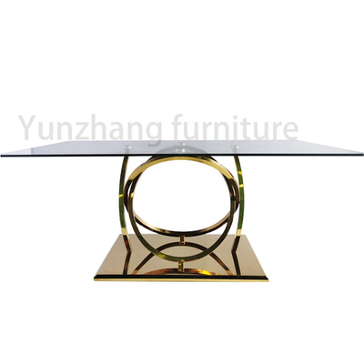 Base superior de Ring Bottom Frame Stainless Steel de la mesa de comedor del vidrio del hotel del uso de la familia