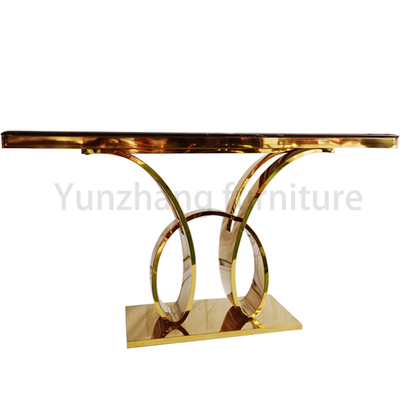 Artículo superior de mármol rectangular moderno de la tabla de consola del oro del top de la entrada falso