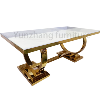 Muebles caseros de acero inoxidables de la mesa de comedor de lujo del rectángulo 201
