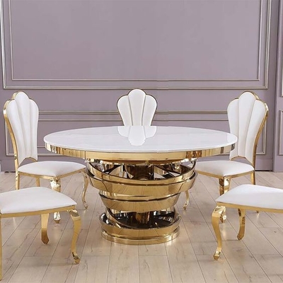 Muebles de interior Mesa de café de acero inoxidable redonda Conjunto de mesa de pintura de oro para el salón