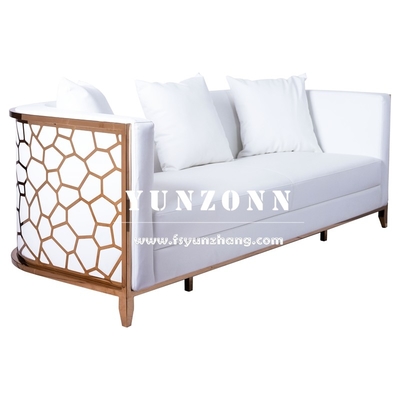 Sofá de lujo de acero inoxidable de oro moderno Muebles de la sala de estar Sofá de tela de terciopelo verde