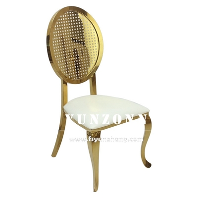 Silla de Comedor de Acero Inoxidable Dorado de Lujo con Diseño Apilable para Alquiler en Salones de Fiestas y Eventos de Bodas