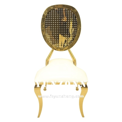 Luxo marco de acero inoxidable dorado silla de invitados trono hotel comedor tela silla de boda