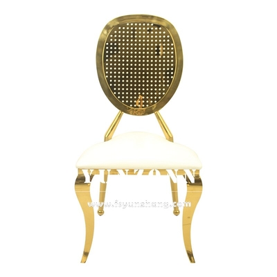 Luxo marco de acero inoxidable dorado silla de invitados trono hotel comedor tela silla de boda