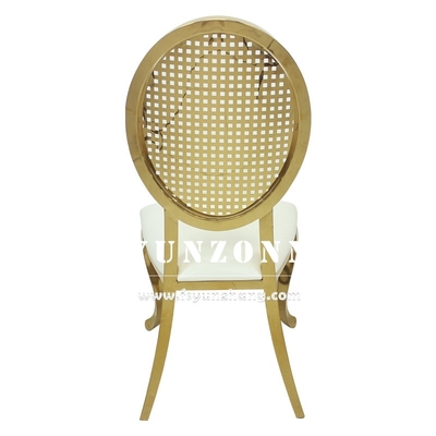 Silla de Comedor de Acero Inoxidable Dorado de Lujo con Diseño Apilable para Alquiler en Salones de Fiestas y Eventos de Bodas