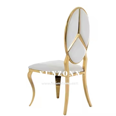 Venta caliente de diseño de lujo Benz Muebles de comedor de espalda de oro silla de banquete de acero inoxidable para la fiesta de bodas del hotel