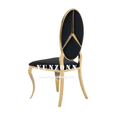 Venta caliente de diseño de lujo Benz Muebles de comedor de espalda de oro silla de banquete de acero inoxidable para la fiesta de bodas del hotel