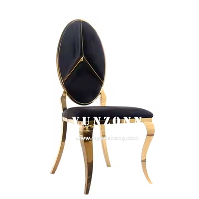 Venta caliente de diseño de lujo Benz Muebles de comedor de espalda de oro silla de banquete de acero inoxidable para la fiesta de bodas del hotel