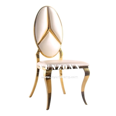 Venta caliente de diseño de lujo Benz Muebles de comedor de espalda de oro silla de banquete de acero inoxidable para la fiesta de bodas del hotel
