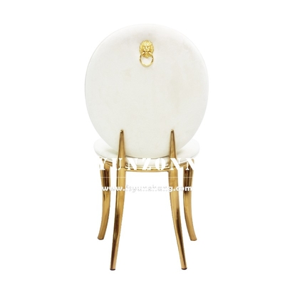 Hoteles de lujo Silla de banquete Fiesta de bodas de oro Sala de estar de acero inoxidable Silla de comedor de terciopelo blanco