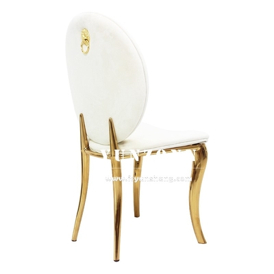 Hoteles de lujo Silla de banquete Fiesta de bodas de oro Sala de estar de acero inoxidable Silla de comedor de terciopelo blanco