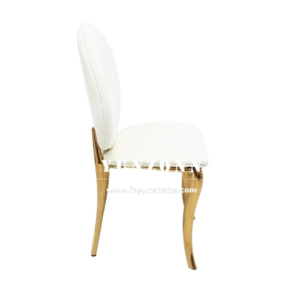 Hoteles de lujo Silla de banquete Fiesta de bodas de oro Sala de estar de acero inoxidable Silla de comedor de terciopelo blanco