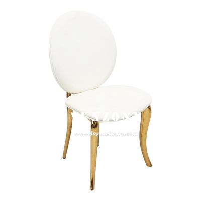 Hoteles de lujo Silla de banquete Fiesta de bodas de oro Sala de estar de acero inoxidable Silla de comedor de terciopelo blanco