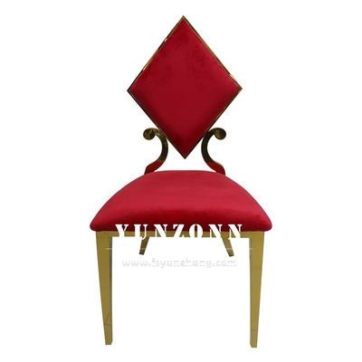 Elegante silla de comedor de acero inoxidable de oro con diseño de diamante de póker