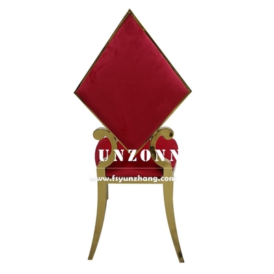 Elegante silla de comedor de acero inoxidable de oro con diseño de diamante de póker
