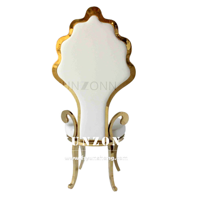 Al por mayor Oro de acero inoxidable Silla de novia y novio de espalda alta Silla del trono del rey de la boda