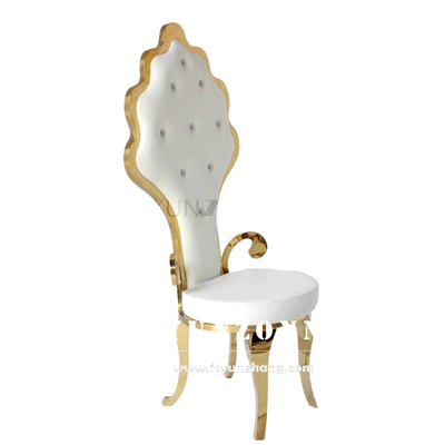 Al por mayor Oro de acero inoxidable Silla de novia y novio de espalda alta Silla del trono del rey de la boda